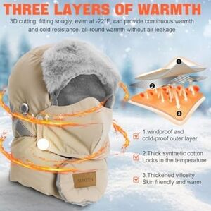 Unisex Trapper Hat 3 in 1  Windproof ,Insulated, Water Repellent‌ & Lightweight